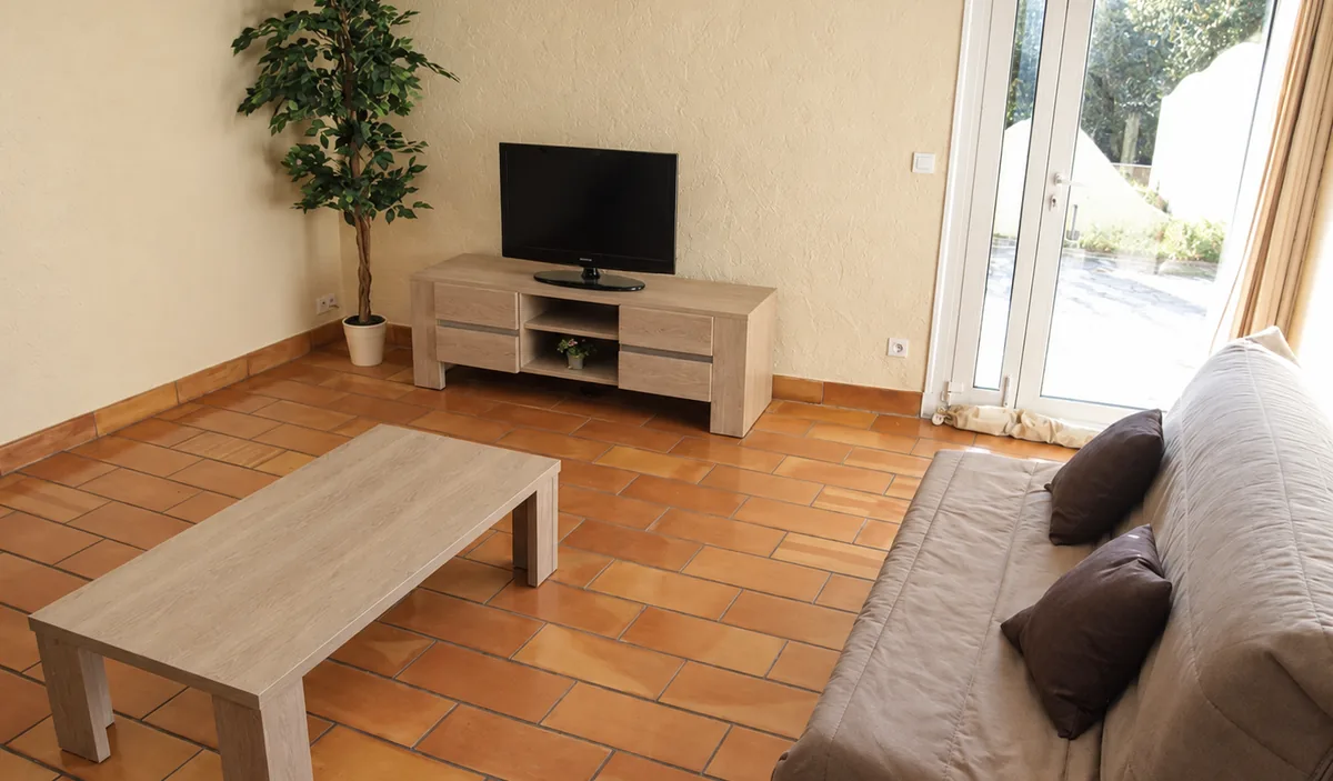 Le salon et sa télévision — Villa Provençale, Camping Les Philippons